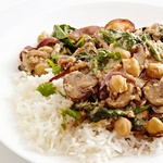 Korma mit Pilzen und Spinat