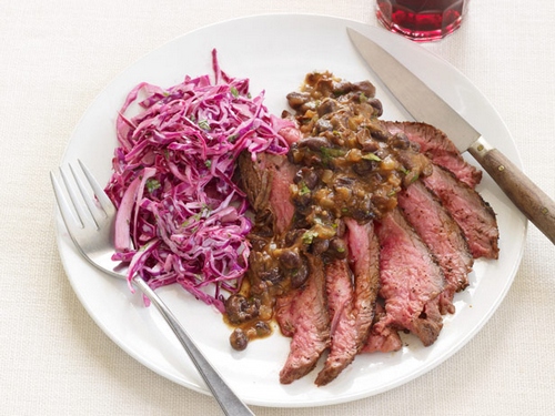 Zubereitung – Rinderflanksteak mit Bohnen und Krautsalat