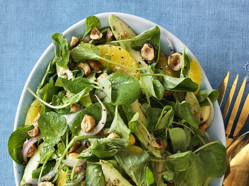 Zubereitung - Avocado-, Brunnenkresse- und Orangensalat