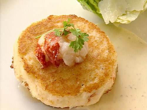 Zubereitung - Krabbenfrikadellen mit Fischsauce, Caesar Salad und Focaccia-Croutons