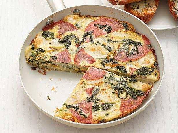 Zubereitung - Frittata mit Salami und Mangold