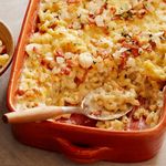 Überbackene Makkaroni mit Käse und Speck