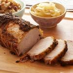 Gebackenes Schweinefilet in Apfelsaft und Apfelmus
