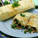 Pfannkuchen mit Erbsen und Ricottakäse