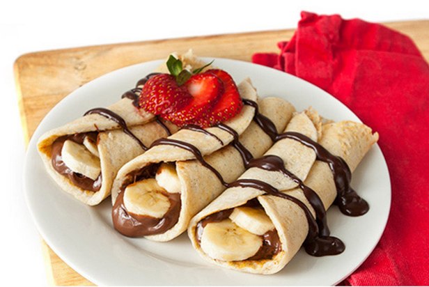Rezept für Schokoladen-Haselnuss-Bananen-Pfannkuchen