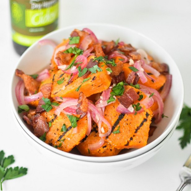 Zubereitung - Warmer gerösteter Süßkartoffel-Zwiebel-Salat