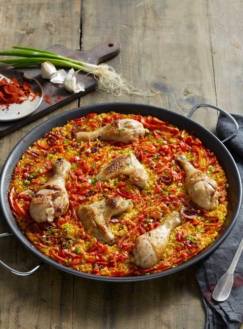 Rezept für spanische Paella mit Hähnchen und Chorizo