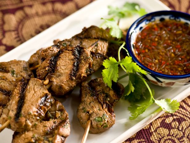 Zubereitung - Schweinefleischspieße mit Chilisauce