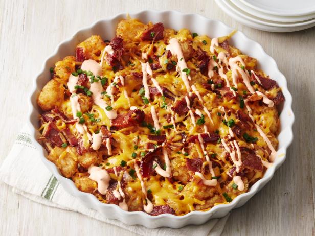 Rezept für Kartoffelbällchen-Auflauf mit Käse und Speck