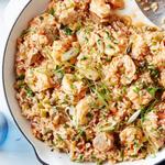 Jambalaya mit Reis und Garnelen