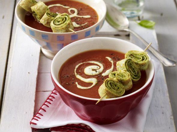 Zubereitung - Tomatensuppe mit Kräuterpfannkuchen