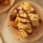 Bananen-Quark-Pfannkuchen mit Kondensmilch