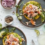 Quesadilla mit Lachs und sonnengetrockneten Tomaten