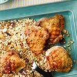 Gegrillte Hähnchenschenkel mit israelischem Couscous