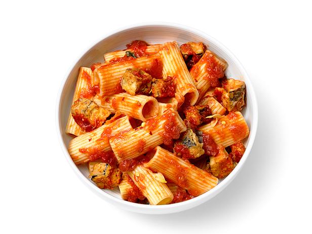 Zubereitung - Nudelsauce mit gerösteten Auberginen und Tomaten