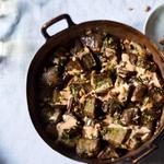 Gebratene Aubergine mit Pesto und Orangenmayonnaise