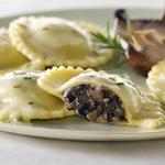 Ravioli mit Pilzen, Auberginen und Ziegenkäse