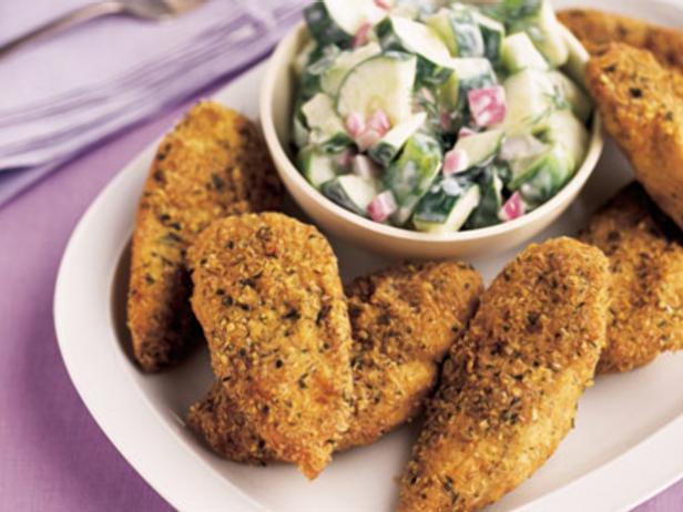 Zubereitung - Knuspriges Falafel-Hähnchen mit Gurkensalat