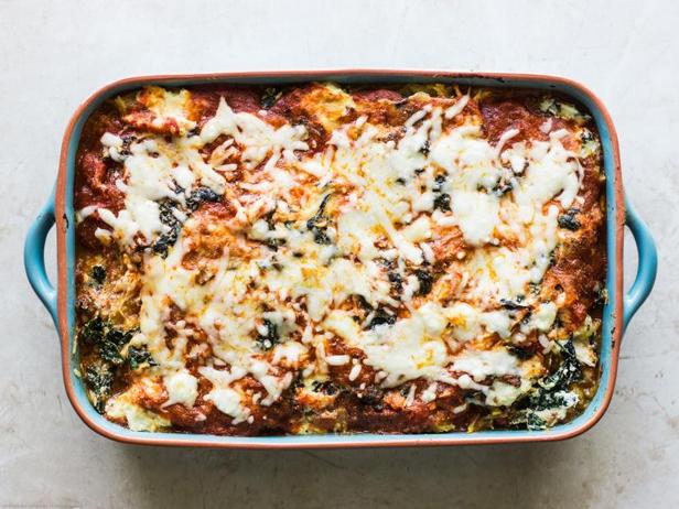 Rezept für Spaghetti-Kürbis-Hähnchen-Lasagne