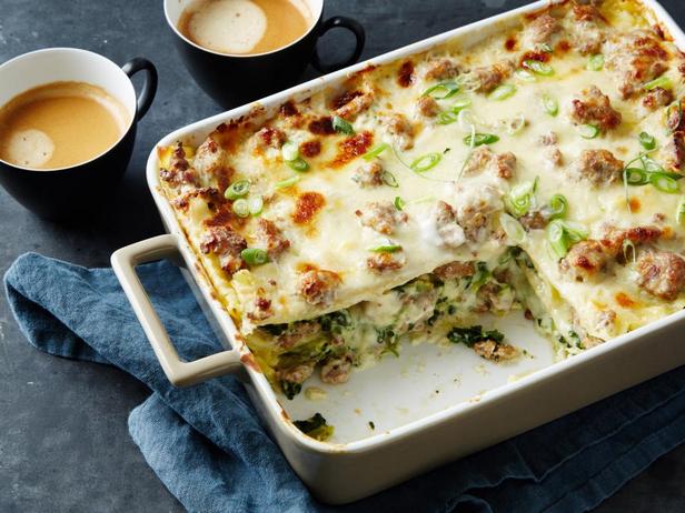 Foto des Gerichts – Lasagne mit Schweinswurstfüllung zum Frühstück