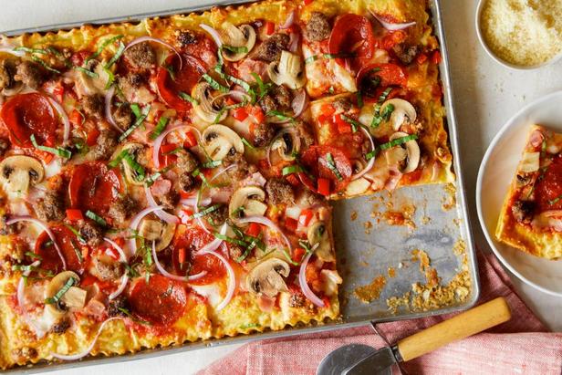 Foto des Gerichts – Pizza Supreme mit Ravioli-Boden