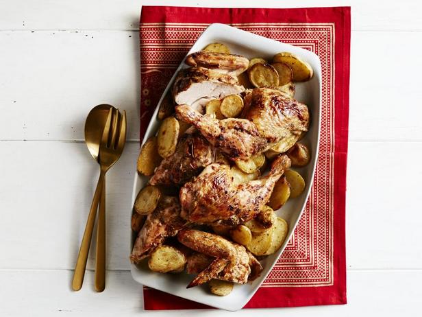 Foto des Gerichts – Gebackenes Hähnchen mit Orangen, Kartoffeln und Kardamom