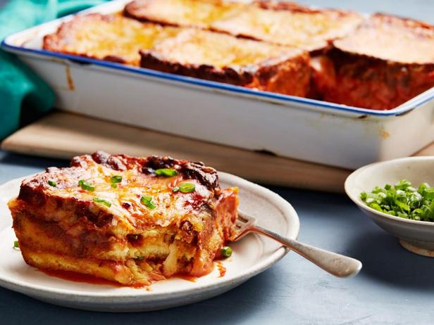 Foto des Gerichts – Lasagne mit Käsetoast und Tomatensuppe