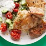 Ofengebackene Hähnchenschenkel mit Dill-Couscous
