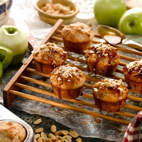 Rezept für Apfel-Vanille-Mini-Muffins mit Apfelglasur