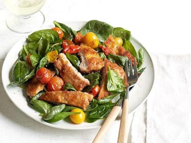 Zubereitung - Warmer Spinatsalat mit Mailänder Schnitzel