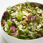 Grüner Salat mit Dressing aus fermentierter Milch