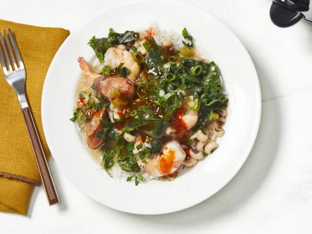 Zubereitung - Schmortopf mit Garnelen, Bohnen und Krautsalat