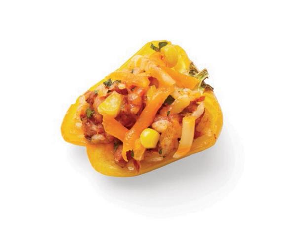 Paprika mit Reis und Chorizo