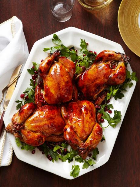 ไก่อบราดซอสทับทิม สอดไส้ข้าว