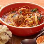 شوربة مع سباغيتي وكرات اللحم