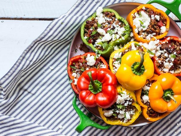 Rezept für gefüllte Paprika mit Lamm und Orzo-Nudeln