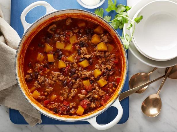Rezept für Butternusskürbis-Truthahn-Chili