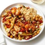 Griechischer Couscous mit Garnelen