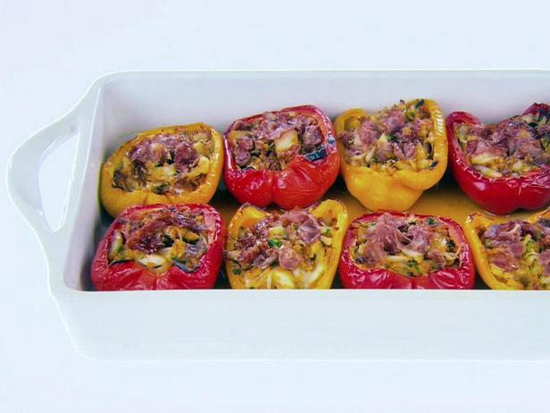 Gefüllte Paprika mit Krabben und Prosciutto