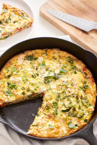 Rezept für Spargel-Spinat-Frittata