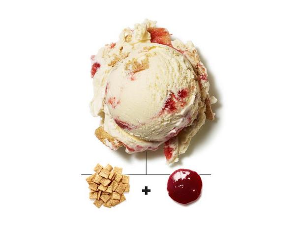 Müsliriegel mit Zimt und Erdbeermarmelade