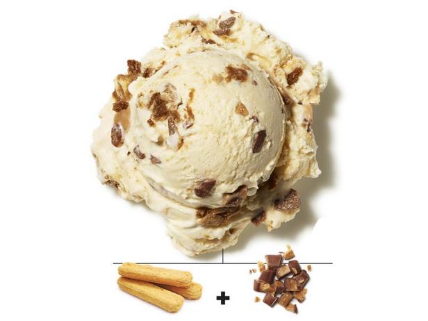 In Espresso getränkte Savoiardi-Kekse und mit Schokolade überzogenes Toffee