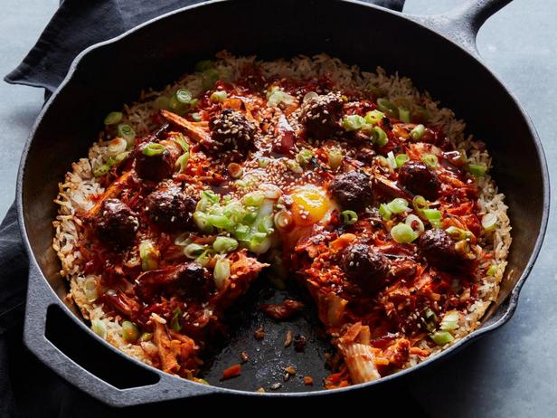Gebratene Bibimbap-Pizza