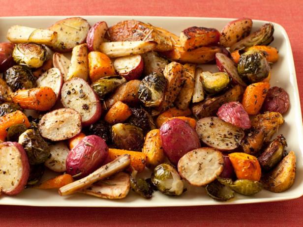 Zubereitung - Gebackene Kartoffeln, Karotten, Pastinaken und Rosenkohl