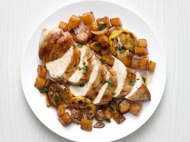 Zubereitung - Hähnchen und gerösteter Butternusskürbis mit Zitrone
