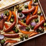 Wurst-Gemüse-Gericht vom Backblech