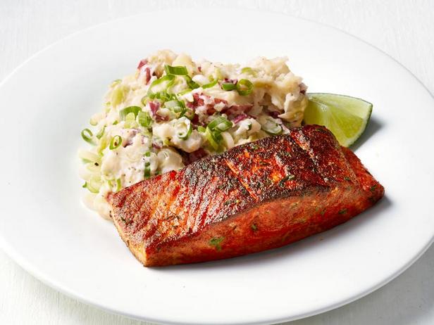Zubereitung - Gebratener Lachs mit Kartoffelpüree und Limabohnen
