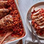 Hähnchen mit Tomatenreis aus dem Ofen