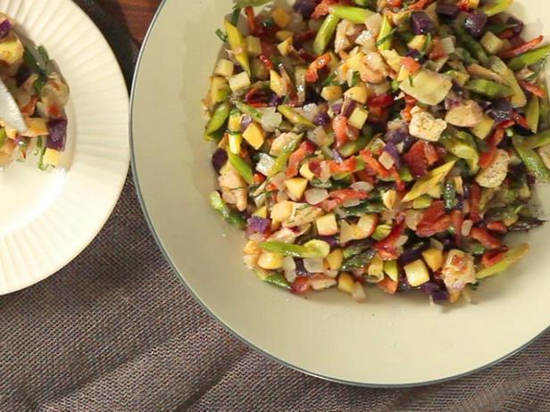 Zubereitung - Warmer gerösteter Gemüsesalat mit Speck-Vinaigrette