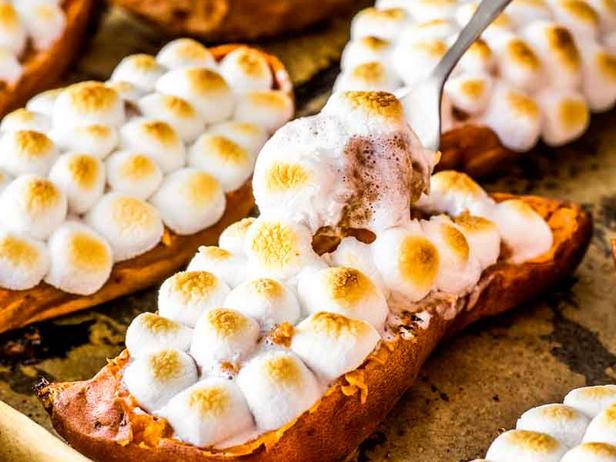 Zubereitung - Zweimal gebackene Süßkartoffeln mit karamellisierten Marshmallows